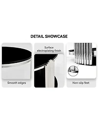 Streamdale Furniture Modern Round 2-Tier Tempered Glass and Stainless Steel End Table