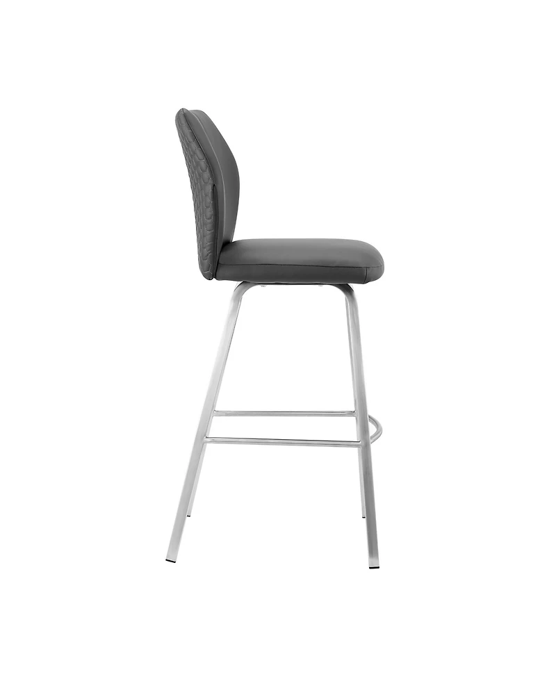 HomeRoots 26" Faux Leather and Iron Counter Height Bar Chair
