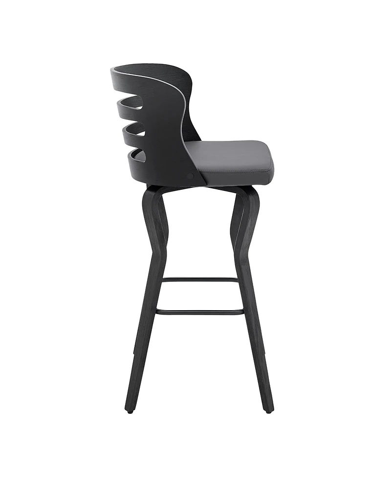 HomeRoots 29" Faux Leather and Iron Swivel Low Back Bar Height Bar Chair