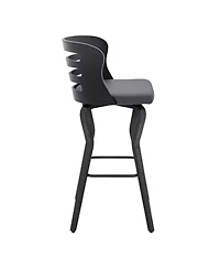 HomeRoots 29" Faux Leather and Iron Swivel Low Back Bar Height Bar Chair