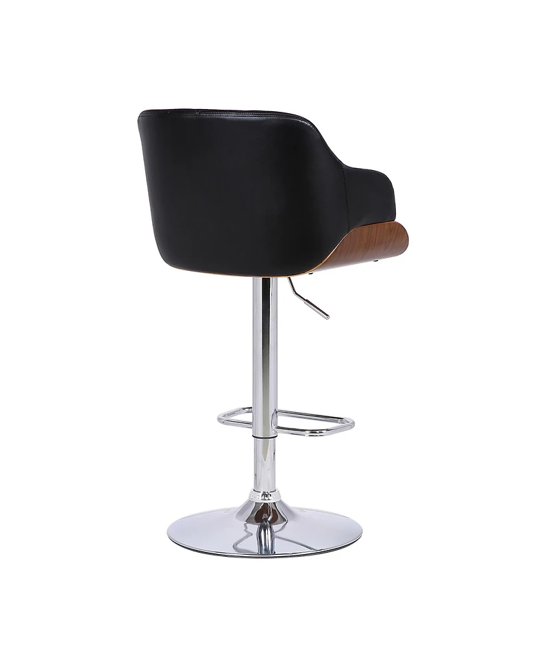 HomeRoots 25" Faux Leather and Iron Swivel Low Back Adjustable Height Bar Chair