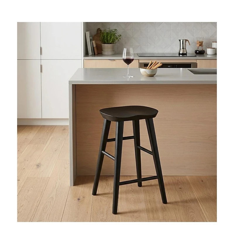 HomeRoots 25" Solid Wood Backless Counter Height Bar Chair