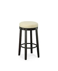 HomeRoots Set of Two 30" Faux Leather and Solid Wood Backless Bar Height Swivel Bar Chairs