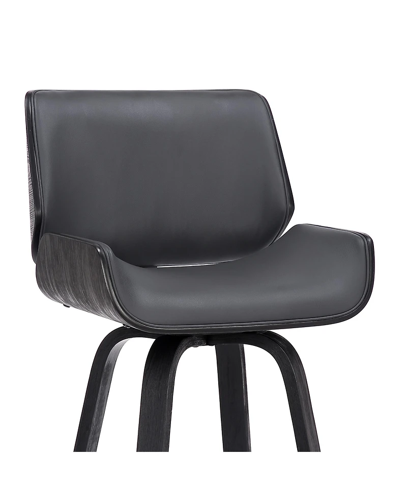 HomeRoots 30" Faux Leather and Iron Bar Height Swivel Bar Chair