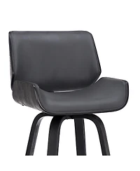 HomeRoots 30" Faux Leather and Iron Bar Height Swivel Bar Chair