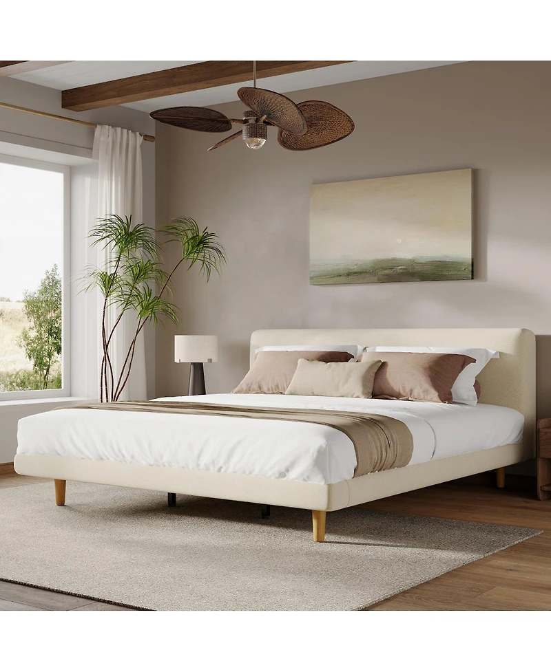 Streamdale Furniture Chunky Cal-King Bed Frame, Solid Rubberwood Legs, 800lbs Capacity