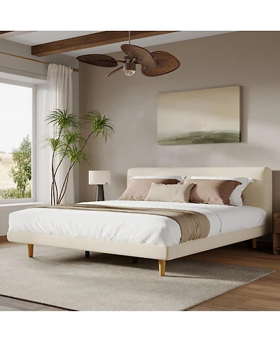 Streamdale Furniture Chunky Cal-King Bed Frame, Solid Rubberwood Legs, 800lbs Capacity
