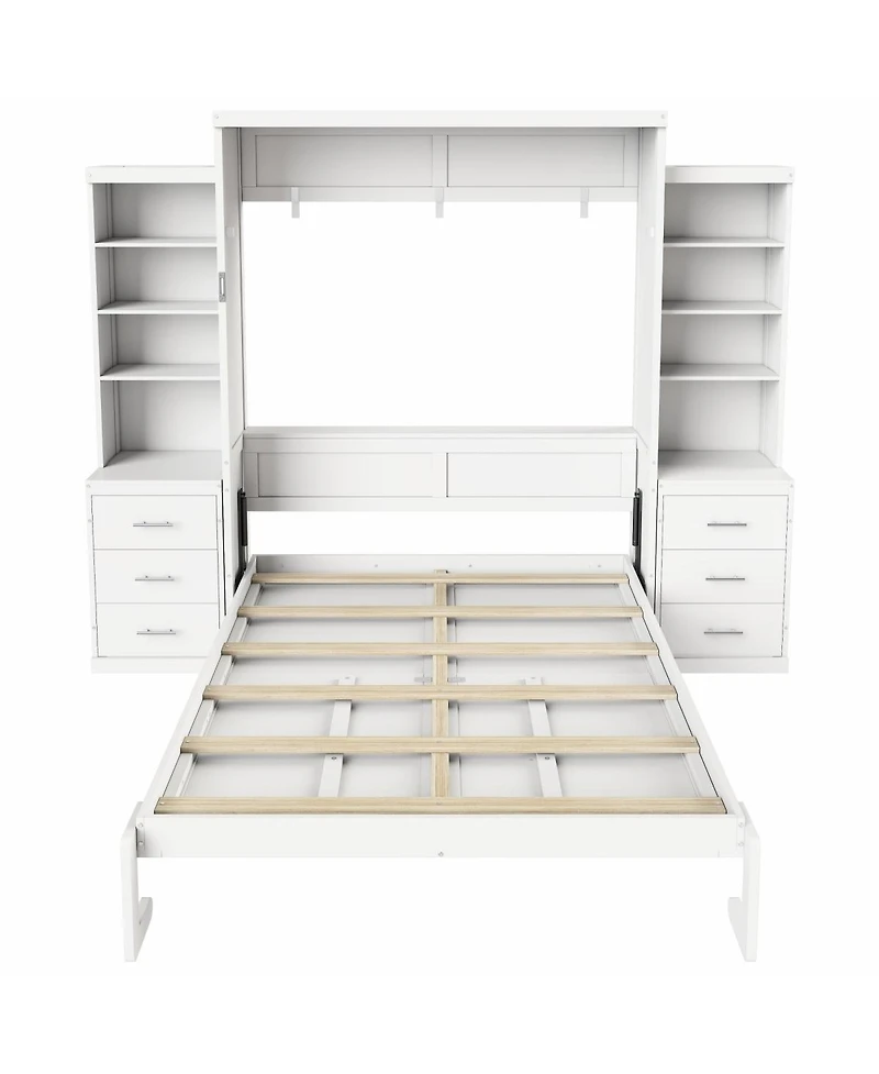 Streamdale Furniture Full Size Murphy Bed with Storage Shelves and Drawers