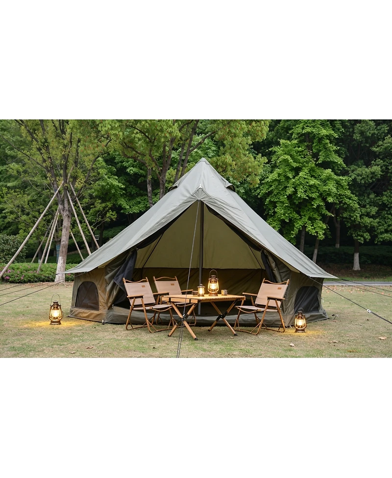Streamdale Furniture Oxford 9.8feet Family Bell Tent with Stove Jack - 4 Season Glamping Shelter