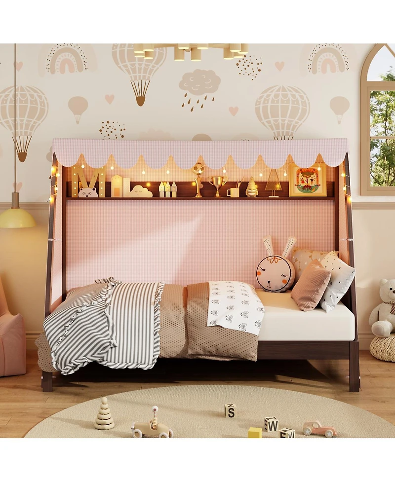 Streamdale Furniture Twin Xl House Bed with Twin Xl Trundle, Shelf