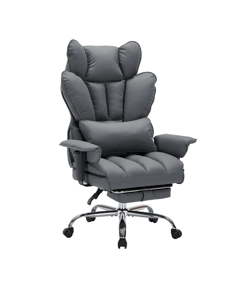 homfan Big and Tall Ergonomic Office Chair with High-Back Pu Leather, Lumbar Support, Adjustable Recline and Footrest