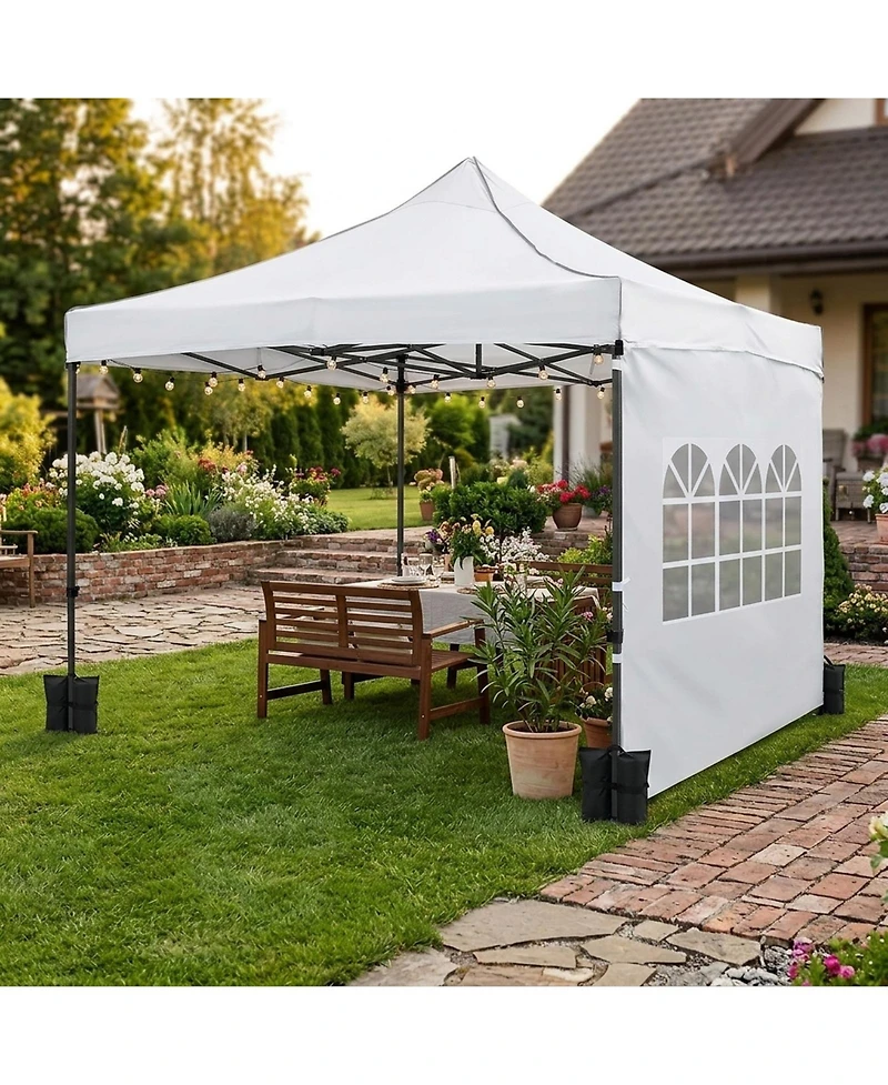 Sugift 10 x 10 FeeT Pop Up Canopy Tent with 4 Removable Sidewalls and Wheeled Bag