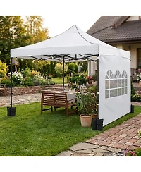 Sugift 10 x 10 FeeT Pop Up Canopy Tent with 4 Removable Sidewalls and Wheeled Bag