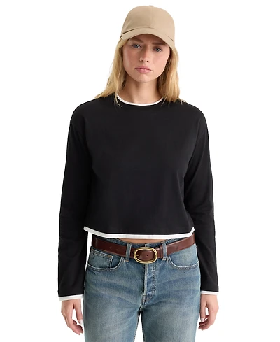 Good American Women's Long-Sleeve Layered Pull-On Top