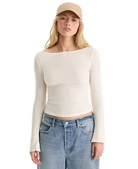Good American Women's Boat-Neck Long-Sleeve Top