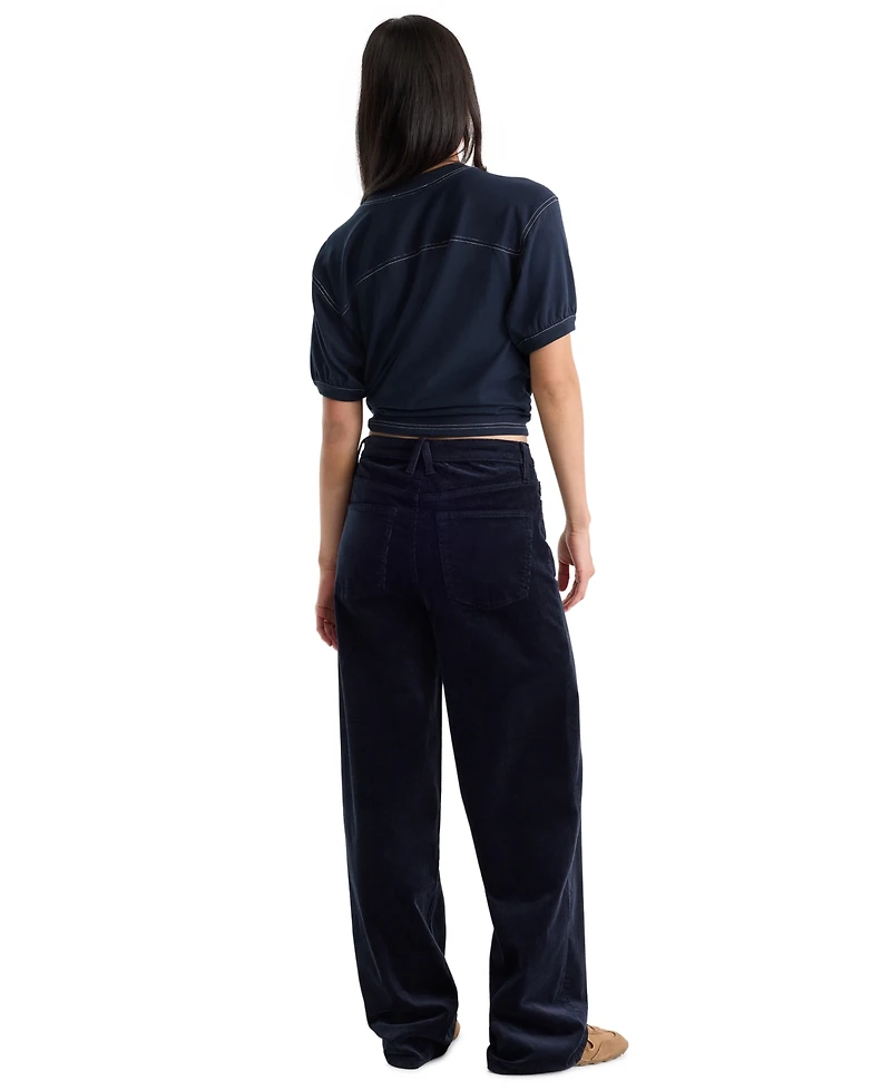 Good American Women's High-Rise Corduroy Wide-Leg Jeans