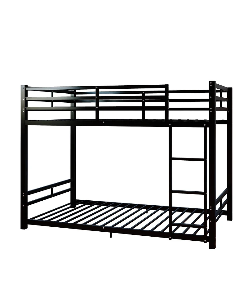 Streamdale Furniture Twin Over Twin Metal Bunk Bed with Ladder and Guardrails