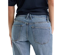 Good American Women's Mid-Rise Straight-Leg Ankle Pants