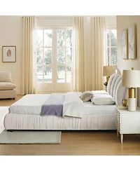 Streamdale Furniture Queen Size Upholstered Bed Frame, Modern Minimalist Velvet Bed