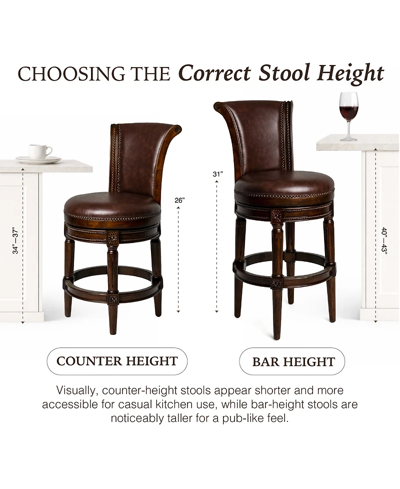 Maven Lane Pullman Counter Stool Finish with Faux Leather
