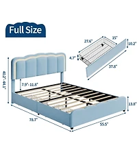 homfan Upholstered Platform Bed Frame, Full Frame with Led Lights, Adjustable Headboard, 2 Storage Drawers, No Box Spring Needed, Easy Assembly