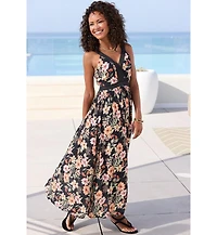 Lascana Women's Crochet Detail Floral Maxi Dress