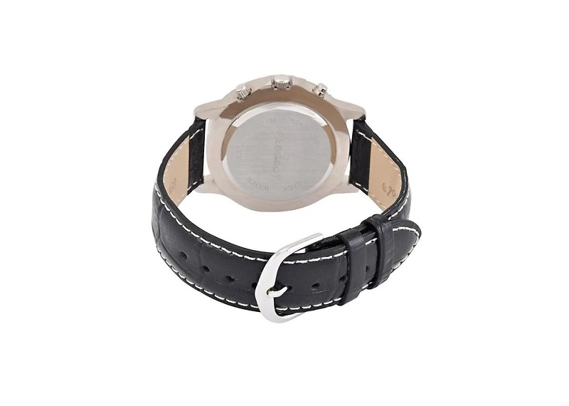 Peugeot Mens Round 40mm Multi-Function Moon Phase Watch with Leather Band