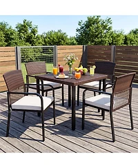 Gymax Outdoor Dining Chairs Set of 4 With Sturdy Metal Frame and Sponge Padded Cushion