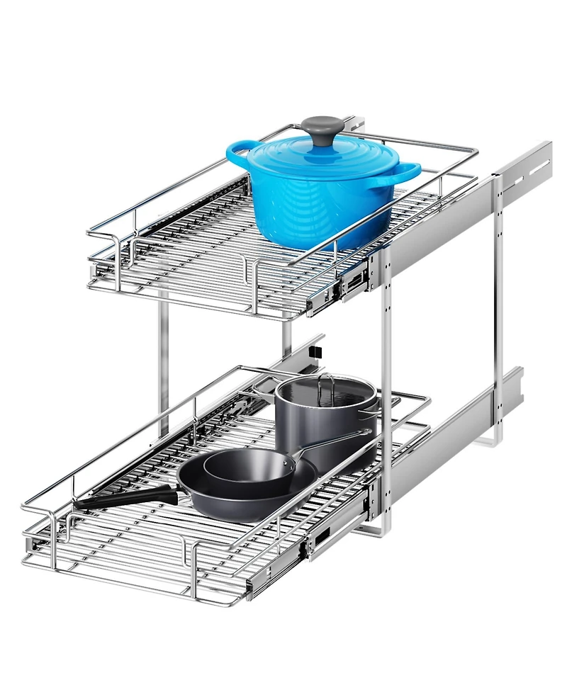 Lovmor 2 Tier Individual Pull Out Cabinet Organizer Slide Kitchen Storage Sliding Shelves