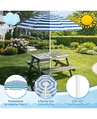 homfan 4 1 Kids Sand and Water Table, Wooden Sensory Activity Table with Removable Umbrella for Toddlers