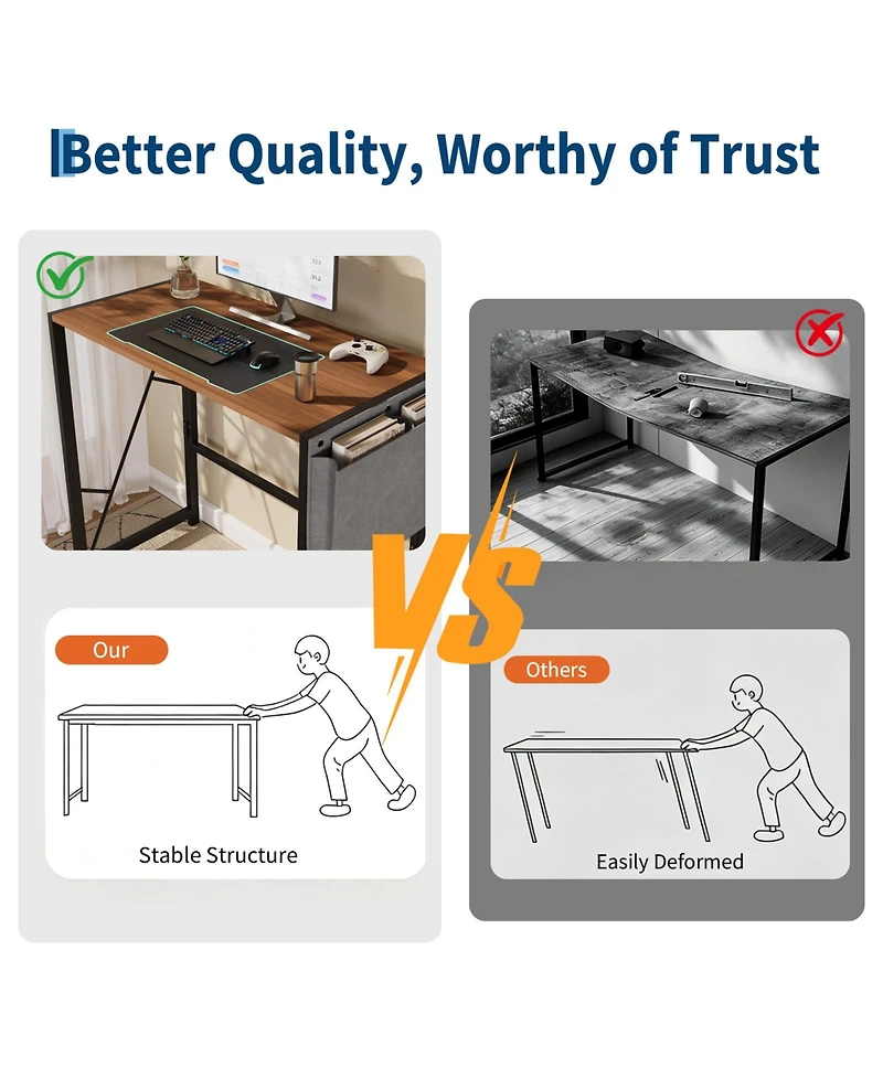homfan 31.5" Folding Computer Desk – Home Office Desk with Storage Bag and Hook, Foldable Table for Gaming and Study in Small Spaces