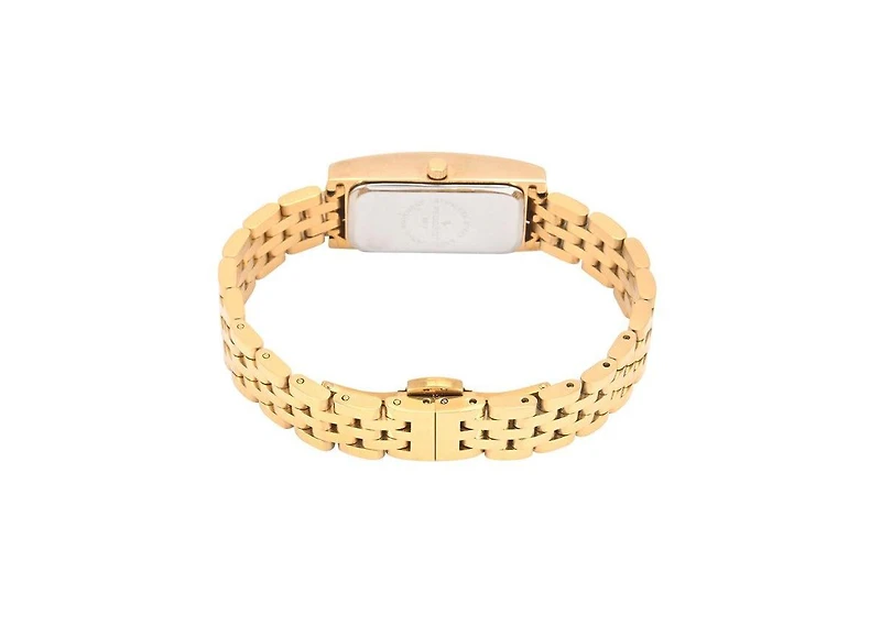 Peugeot Women's 35x18mm 14K Gold-Plated Rectangular Roman Numeral Stainless Steel Watch