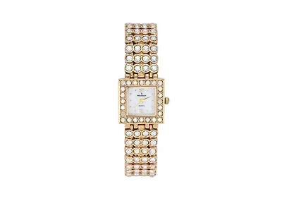 Peugeot Women's 14K Gold-Plated Jeweled Watch with Four Strands of Genuine Swarovski Crystals