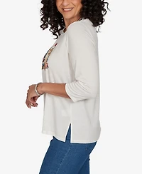 Alfred Dunner Women's Classic Santa Cat Knit Top