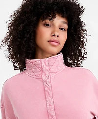 And Now This Petites French Terry Mock Neck Snap Henley Pullover, Macy's Exclusive