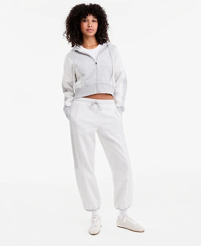 And Now This Women's Crochet High-Rise Fleece Jogger, Macy's Exclusive