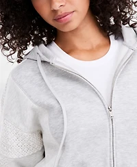 And Now This Women's Crochet Cropped Fleece Zip Hoodie, Macy's Exclusive