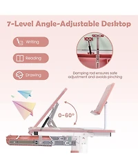 Height-Adjustable Kids Desk Children Study Table with Tilt Desktop & Book Stand