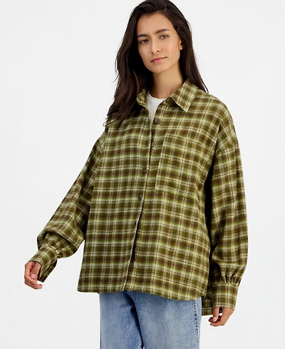And Now This Women's Plaid Oversized Flannel Button-Up Shirt, Macy's Exclusive