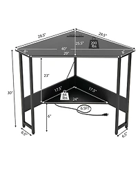Triangle Computer Desk Corner Desk Home Office w/Power Outlets Usb Ports