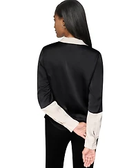 Dkny Women's Color Blocked Long-Sleeve Blouse