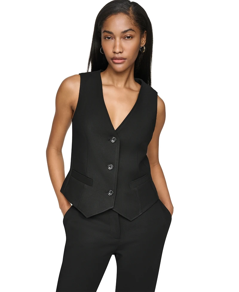 Dkny Women's 3-Button Sleeveless Waistcoat Vest