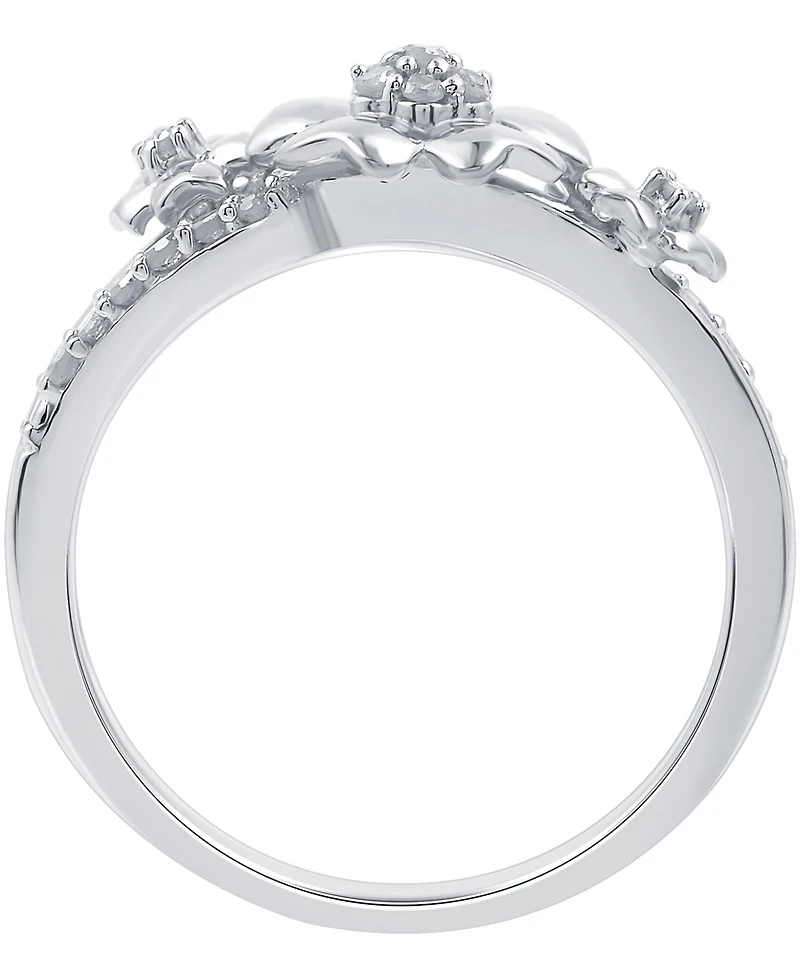 Diamond Flower Ring (1/6 ct. t.w.) Sterling Silver