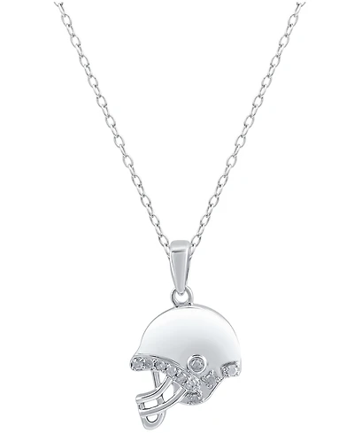 Diamond Football Helmet 18" Pendant Necklace (1/10 ct. t.w.) in Sterling Silver