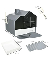 Ruie Hooded Cat Litter Box with Drawer Pan Deodorizers and Mat