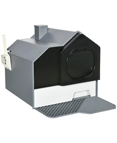 Ruie Hooded Cat Litter Box with Drawer Pan Deodorizers and Mat