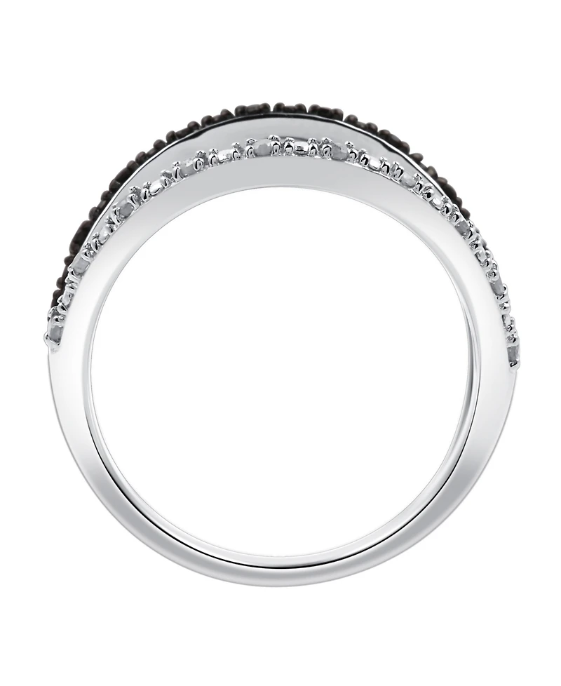 Black Diamond (1/10 ct. t.w.) & White Split Ring Sterling Silver