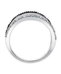 Black Diamond (1/10 ct. t.w.) & White Split Ring Sterling Silver