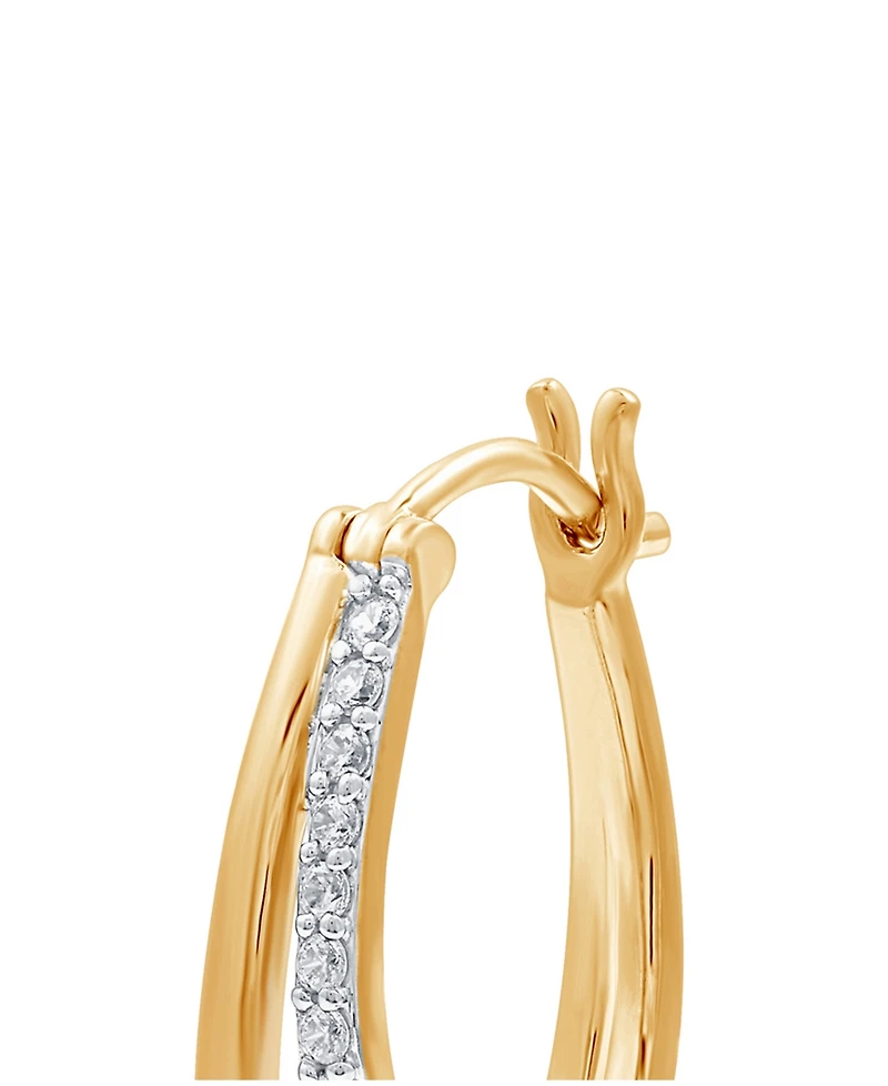 Marsala Diamond & Polished Double Oval Hoop Earrings (1/4 ct. t.w.) in Sterling Silver & 14k Gold-Plate