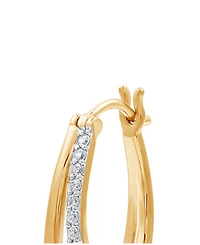Marsala Diamond & Polished Double Oval Hoop Earrings (1/4 ct. t.w.) in Sterling Silver & 14k Gold-Plate